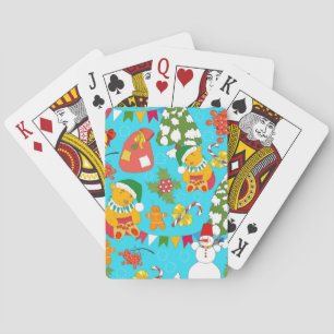 Teddy Bear Christmas: Kid-Friendly Pattern. Playing Cards