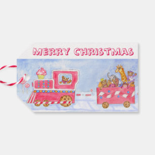 Teddy Bear Christmas Train Gift Tags