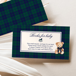 Teddy bear Classic Plaid Vintage Books for baby Enclosure Card