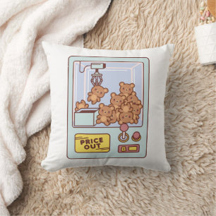TEDDY BEAR CLAW MACHINE THROW PILLOW