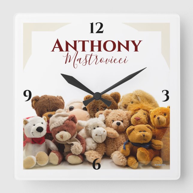 Teddy Bear Clock With Name Wall Clock (Front)