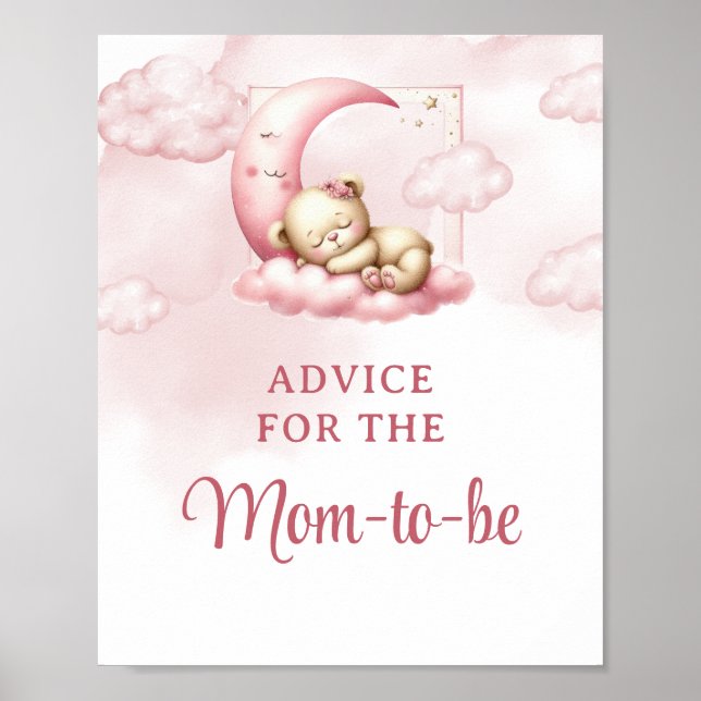 Teddy bear cloud nine Advice for the mom-to-be Poster (Front)