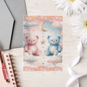 Teddy Bear clouds and moon Seating Chart Vellum Invitations