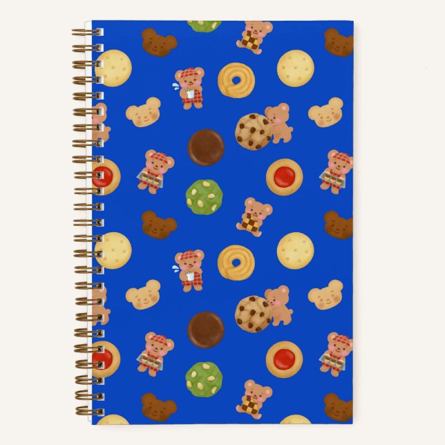 Teddy Bear Cookie Time Blue Notebook (Front)