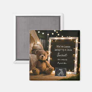 Teddy Bear Cozy Night Pregnancy Announcement gift Magnet
