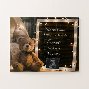 Teddy Bear Cozy Night Pregnancy Announcement  Jigsaw Puzzle