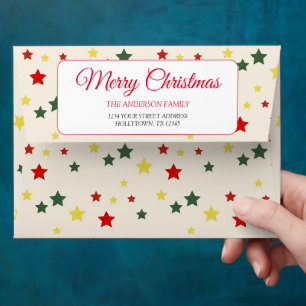 Teddy Bear Cute Festive Colourful Merry Christmas Envelope