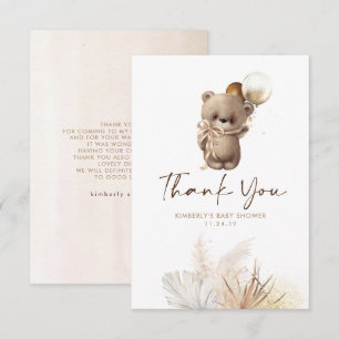 Teddy Bear Cute Gold Brown Baby Shower Thank You Card