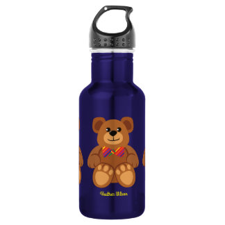 Teddy Bear Cute Kids Water Bottle with Name