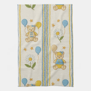 Teddy Bear Daisy Garden Pattern (10) Kitchen Towel