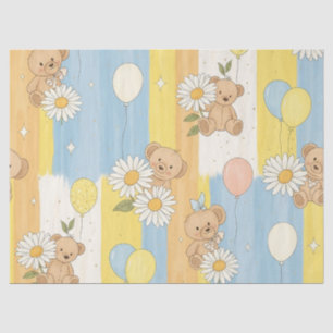 Teddy Bear Daisy Garden Pattern (12) Tissue Paper