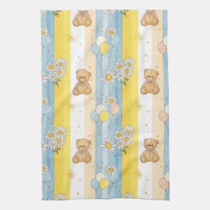 Teddy Bear Daisy Garden Pattern (13) Kitchen Towel