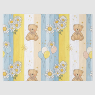 Teddy Bear Daisy Garden Pattern (13) Tissue Paper