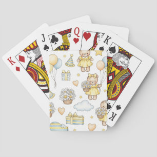 Teddy Bear Daisy Garden Pattern (14) Playing Cards