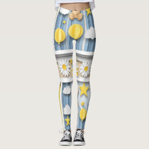 Teddy Bear Daisy Garden Pattern (18) Leggings