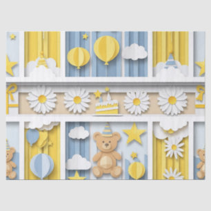 Teddy Bear Daisy Garden Pattern (18) Tissue Paper