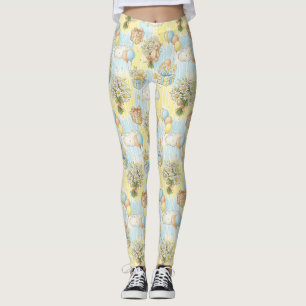 Teddy Bear Daisy Garden Pattern (3) Leggings