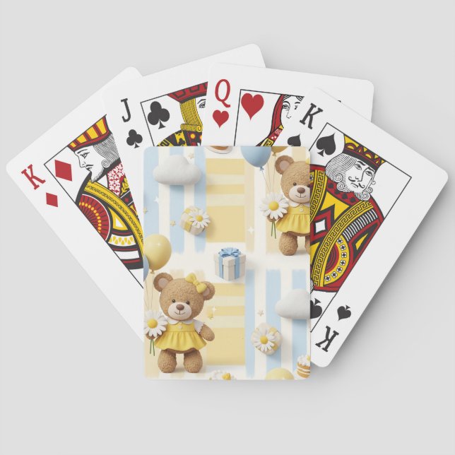 Teddy Bear Daisy Garden Pattern (8) Playing Cards (Back)