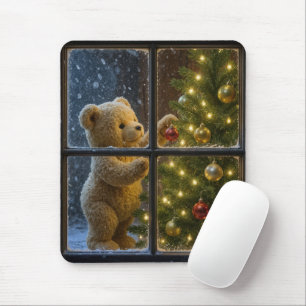 Teddy Bear Decorating a Christmas Tree Mouse Pad