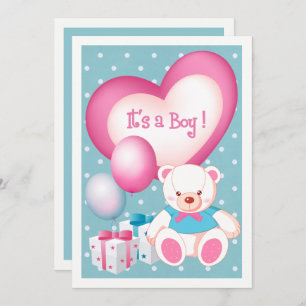 Teddy Bear Design Baby Boy Faire-part de naissance