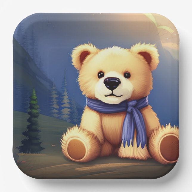 Teddy Bear Design Paper Plate  (Front)