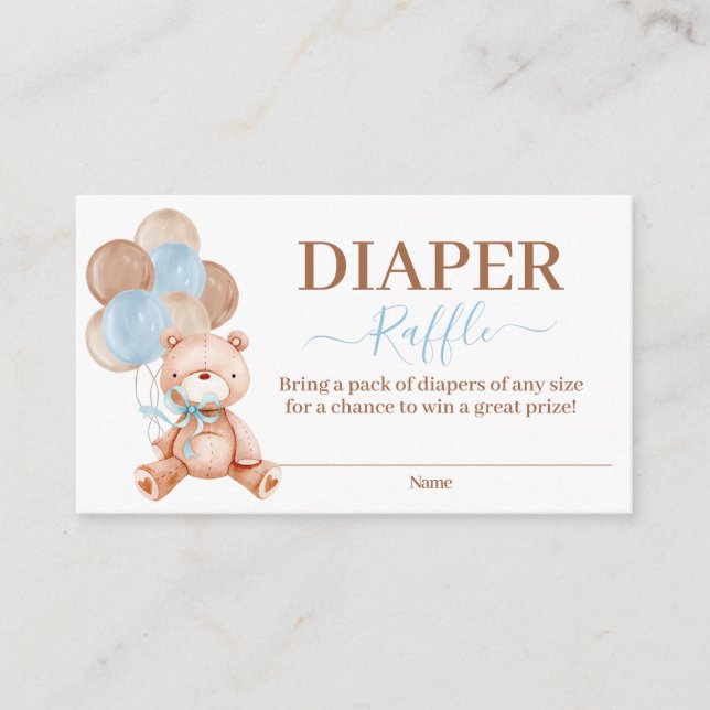 Teddy Bear Diaper Raffle Enclosure Card (Front)