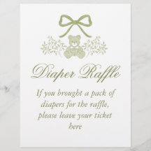 Teddy Bear Diaper Raffle Sign | Baby Shower