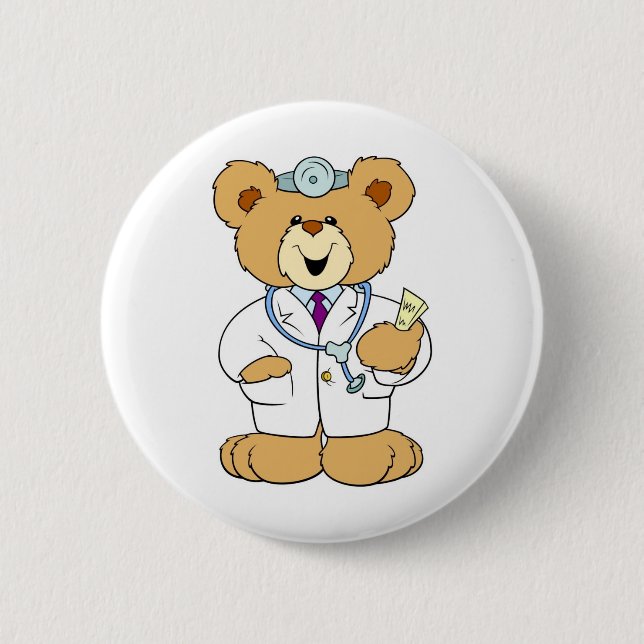 Teddy Bear Doctor 2 Inch Round Button (Front)