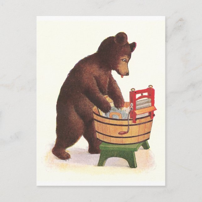 Teddy Bear Does the Laundry Postcard (Front)