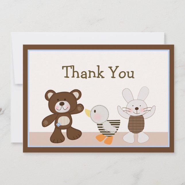 Teddy Bear Duckie Bunny Carte de remerciements (Devant)