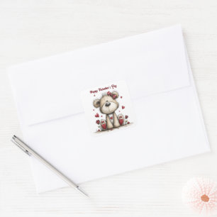 Teddy Bear Duo with Heart Accents Envelope Seals