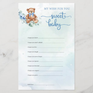 Teddy Bear Eucalyptus Wreath Boy Baby Shower Game