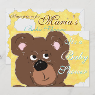 Teddy Bear Face Baby Shower Invitation