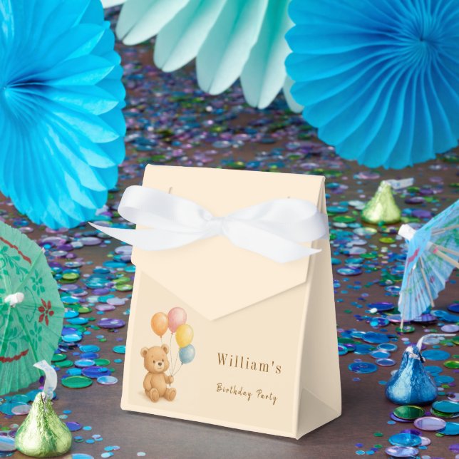 Teddy Bear Favour Box with Pastel Balloons (Party)