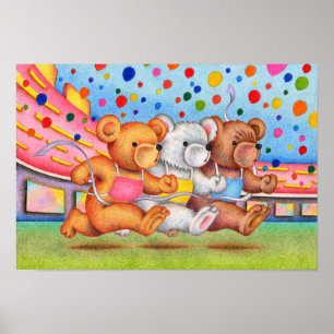 Teddy bear finish line. poster