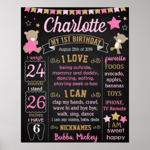 Teddy Bear First Bird panneau de tableau noir fill