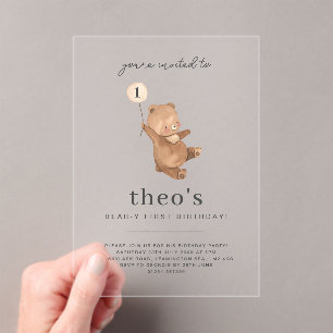 Teddy Bear First Birthday Invitation