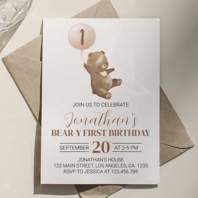 Teddy Bear First Birthday Invitation  (Creator Uploaded)