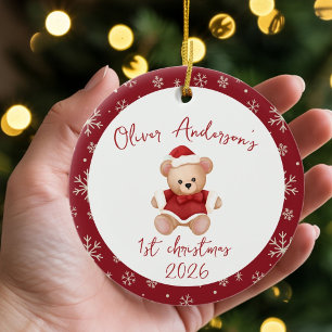 Teddy Bear First Christmas Baby Boy or Girl Ceramic Ornament