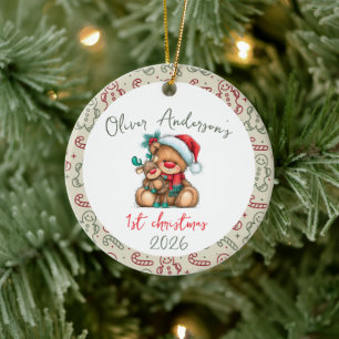 Teddy Bear First Christmas Baby Boy or Girl Ceramic Ornament