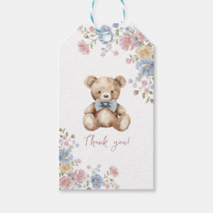 Teddy Bear Floral Baby Shower Thank You Gift Tags