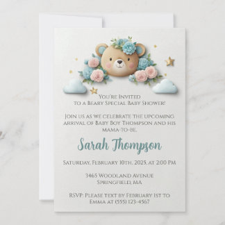 Teddy Bear Floral Invitation