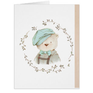 Teddy Bear Floral Wreath Whimsy All Occasion Card
