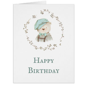 Teddy Bear Floral Wreath Whimsy Carte d'anniversai