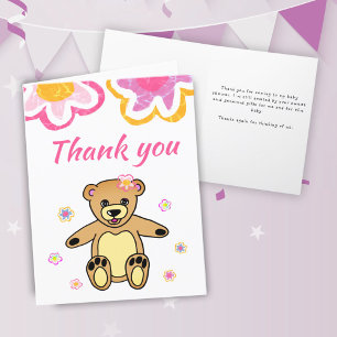 Teddy Bear Flowers Baby Shower  Thank You Card