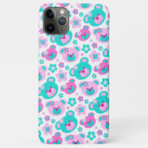 Teddy bear flowers pink aqua case