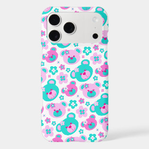 Teddy bear flowers pink aqua case