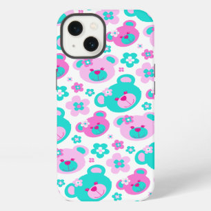 Teddy bear flowers pink aqua ipad case