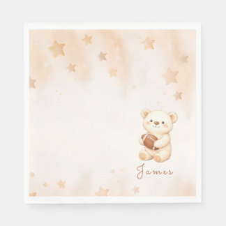 Teddy Bear Football Baby Shower Napkin