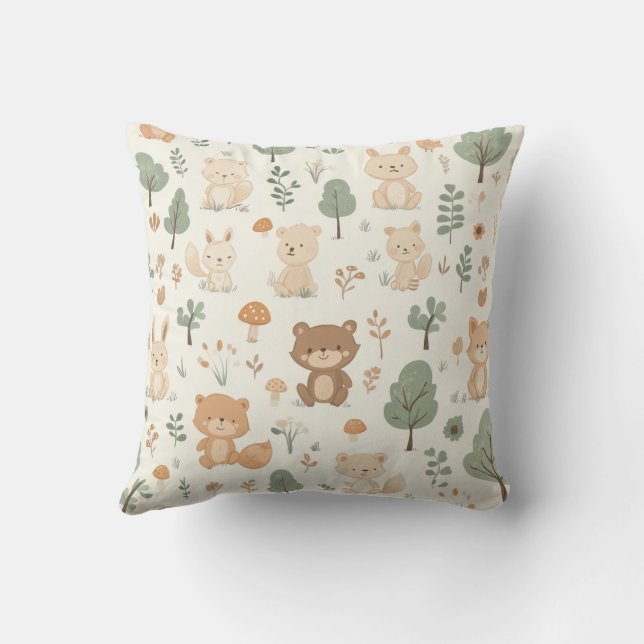 Teddy bear friends throw pillow (Back)
